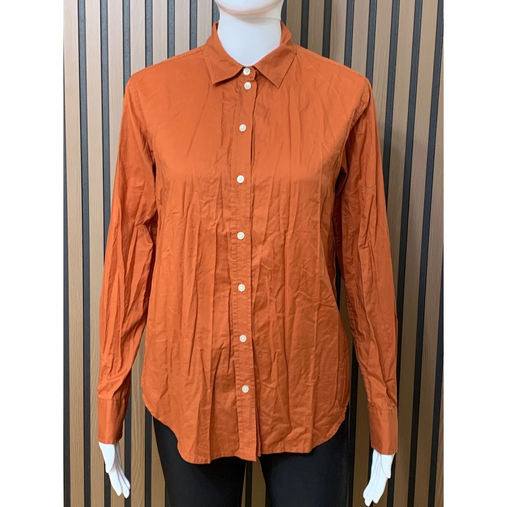 Everlane Women's Relaxed Poplin Button Down Shirt Burnt Orange Cotton Size 0